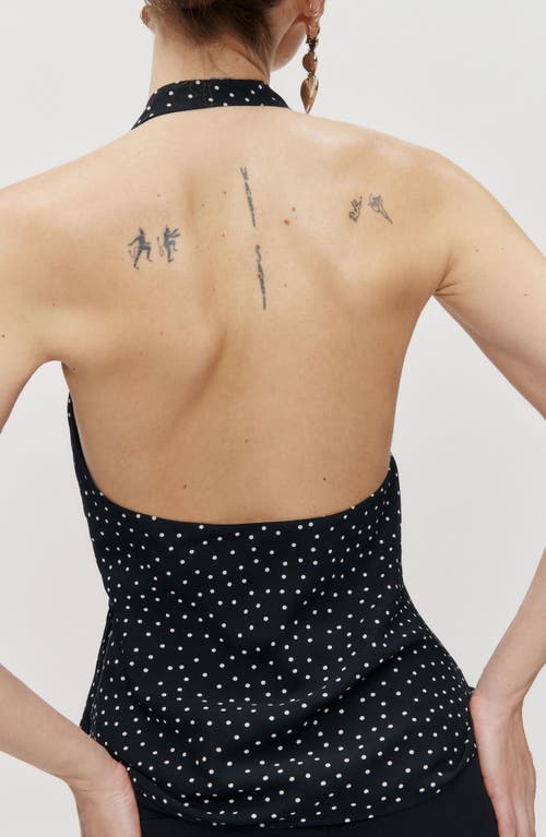 Reformation Nila Side Tie Halter Top In Black