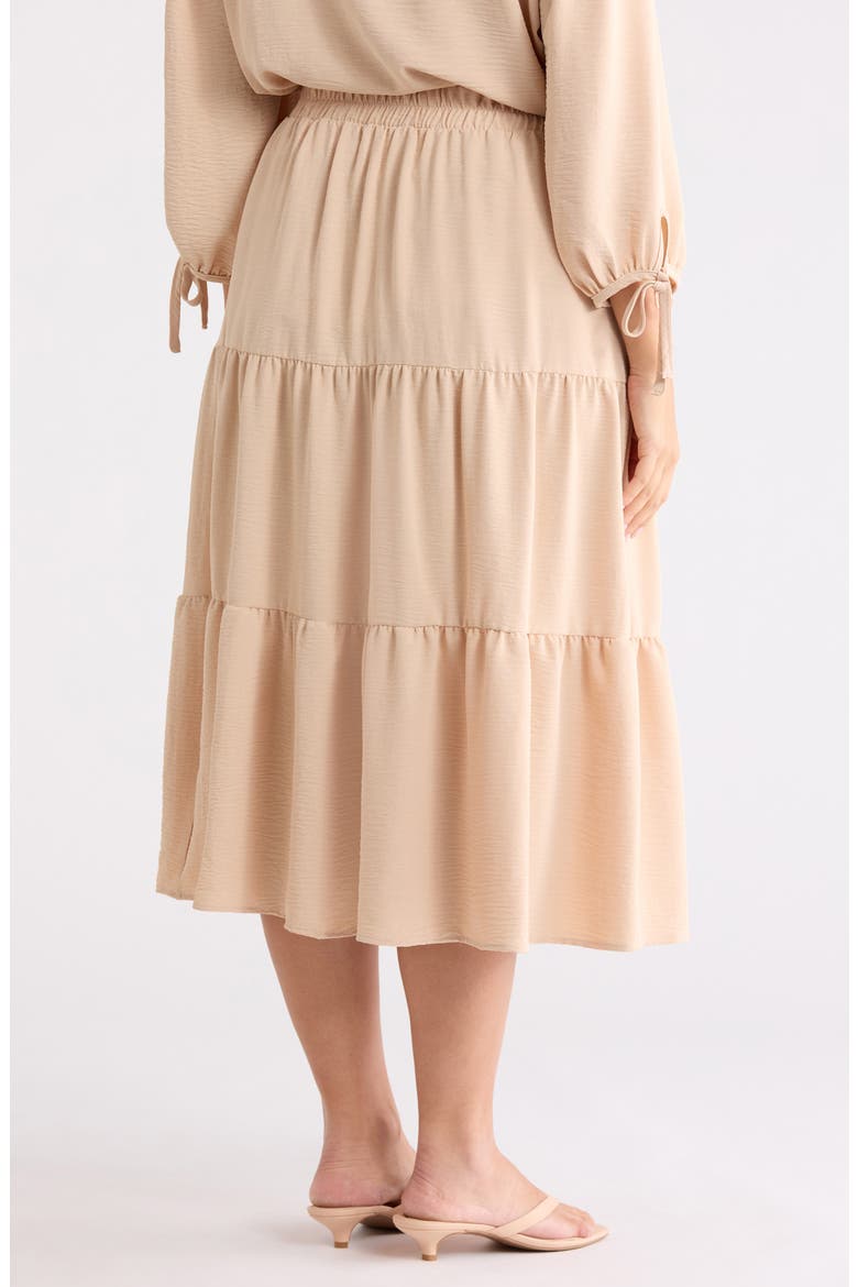 Tiered Pull-On Midi Skirt, Alternate, color, TAUPE