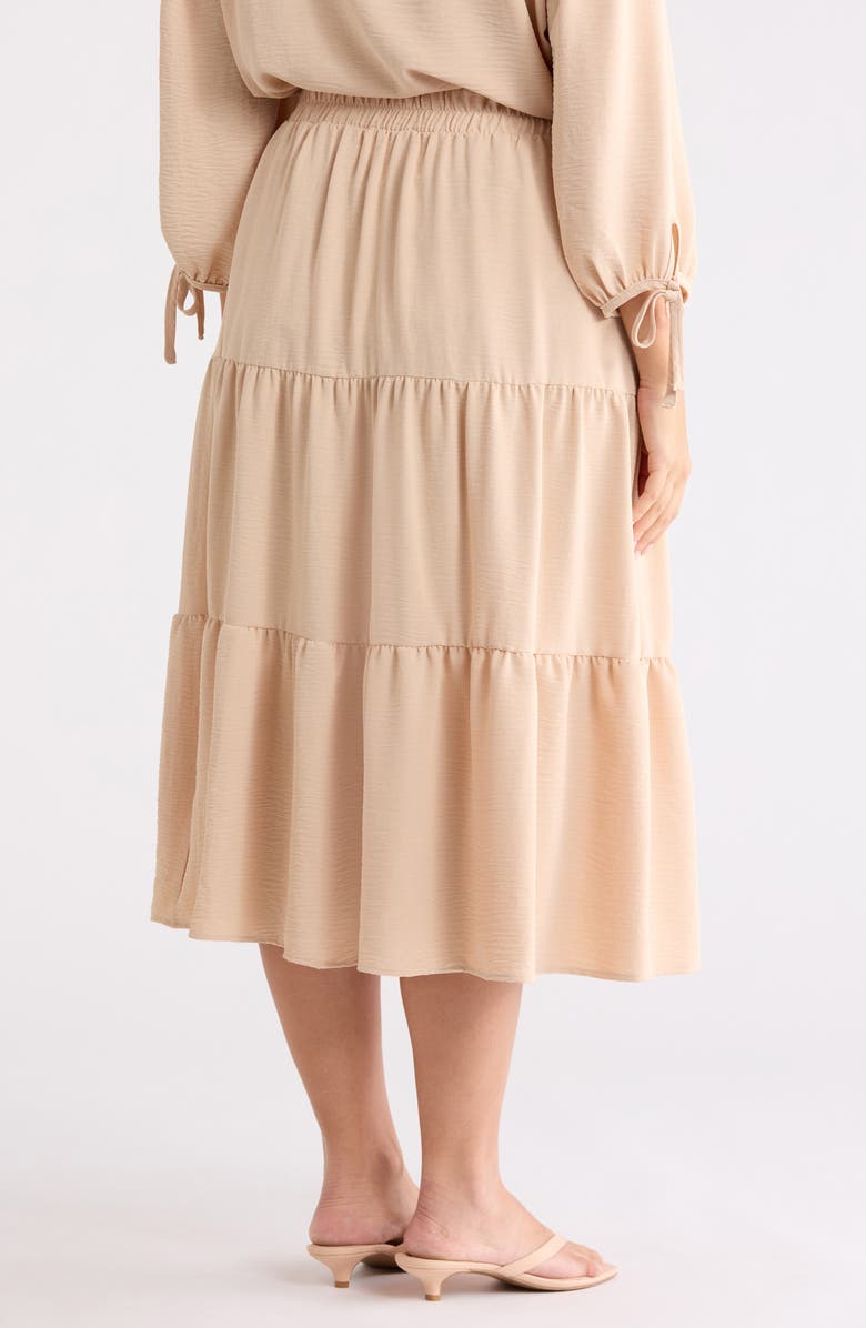 Renee C Tiered Pull-On Midi Skirt, Alternate, color, 