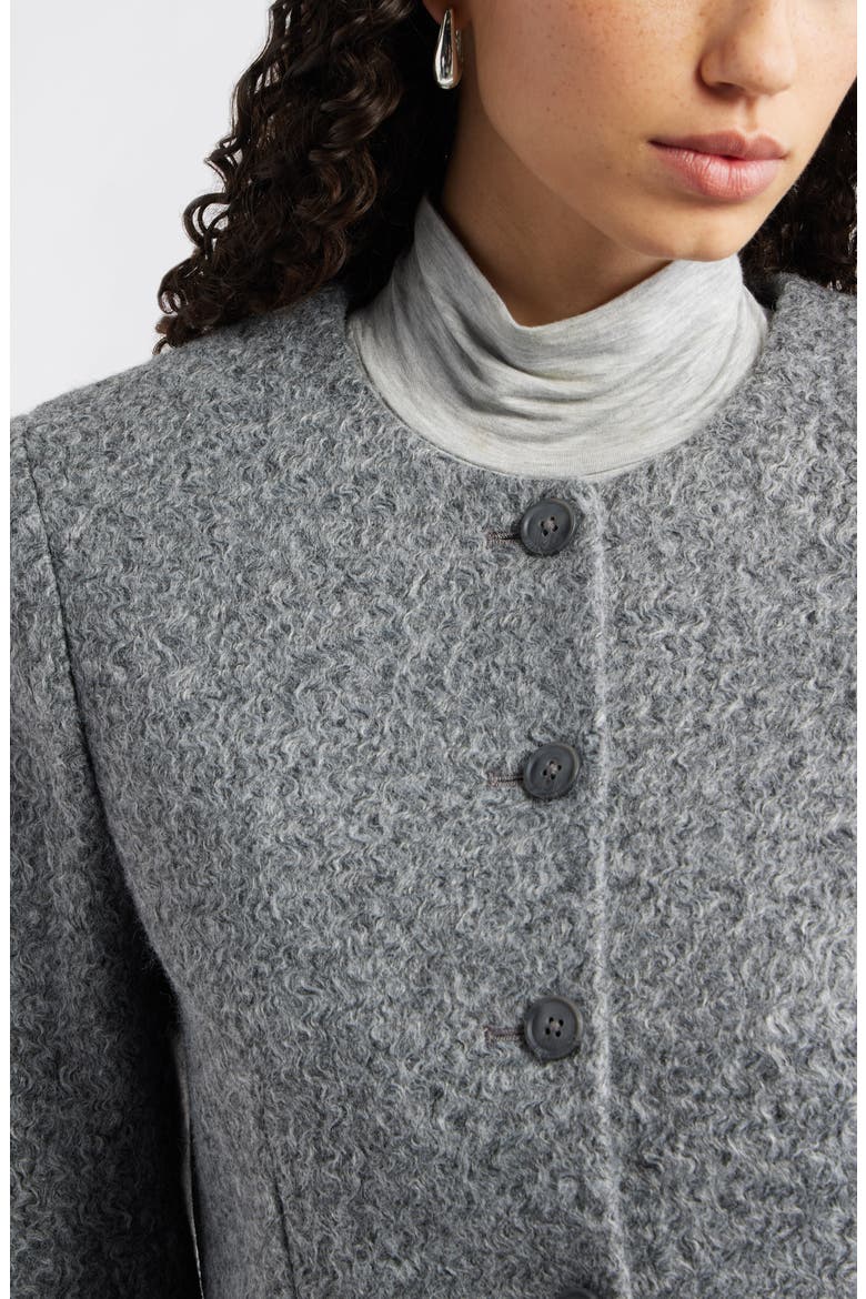 Textured Collarless Jacket, Alternate, color, GREY HEATHER
