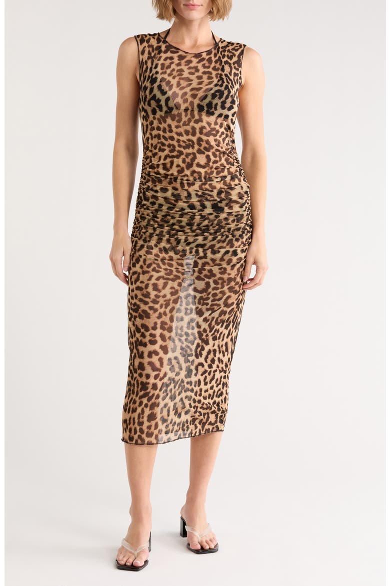 Semisheer Mesh Cover-Up Midi Dress, Main, color, LUCKY LEOPARD001