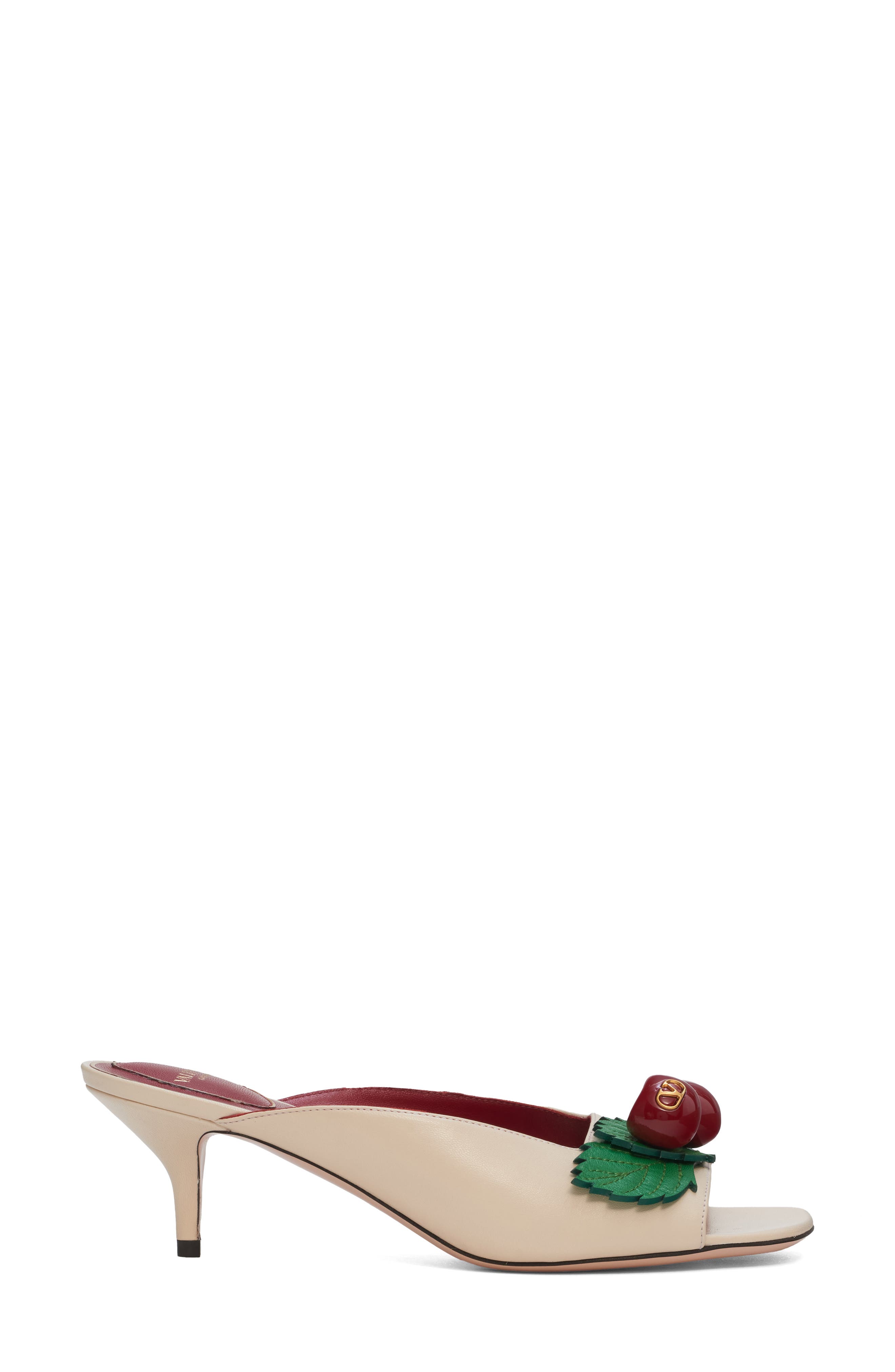 Valentino Garavani Cherryfic Kitten Heel Sandal, Alternate, color, Butter White/ Peppermint
