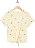 Lucky Brand Tie Front Embroidered Tee
