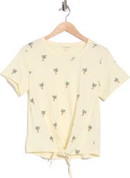 Lucky Brand Tie Front Embroidered Tee