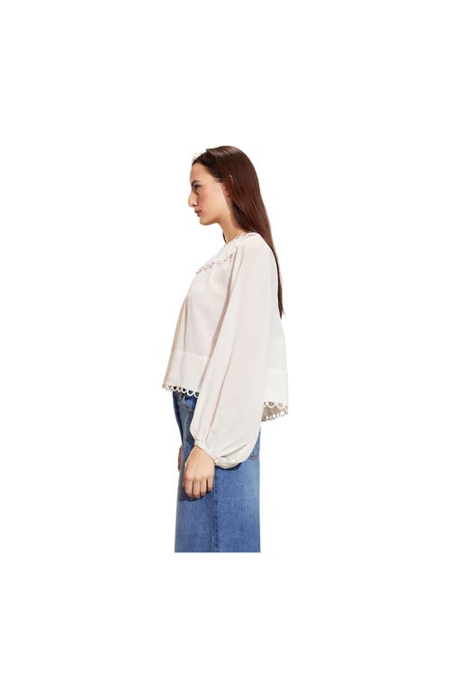 Cynthia Rowley Annabelle Long Sleeve Blouse In White