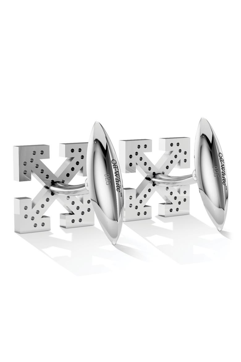 Lab Grown Black Diamond Arrow Cuff Links, Alternate, color, SILVER