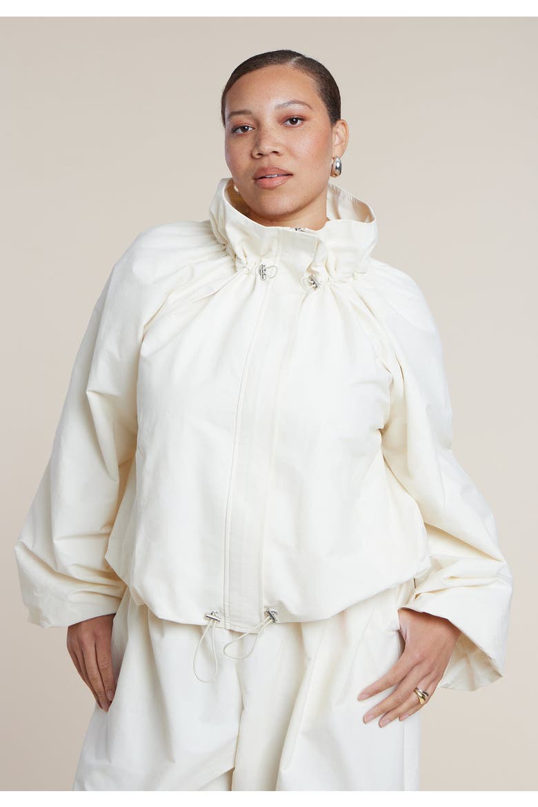 Cotton Blend Drawcord Bomber Jacket, Main, color, PAPYRUS
