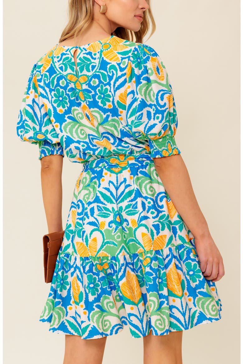 Puff Sleeve Fit & Flare Minidress, Alternate, color, BLUE GREEN