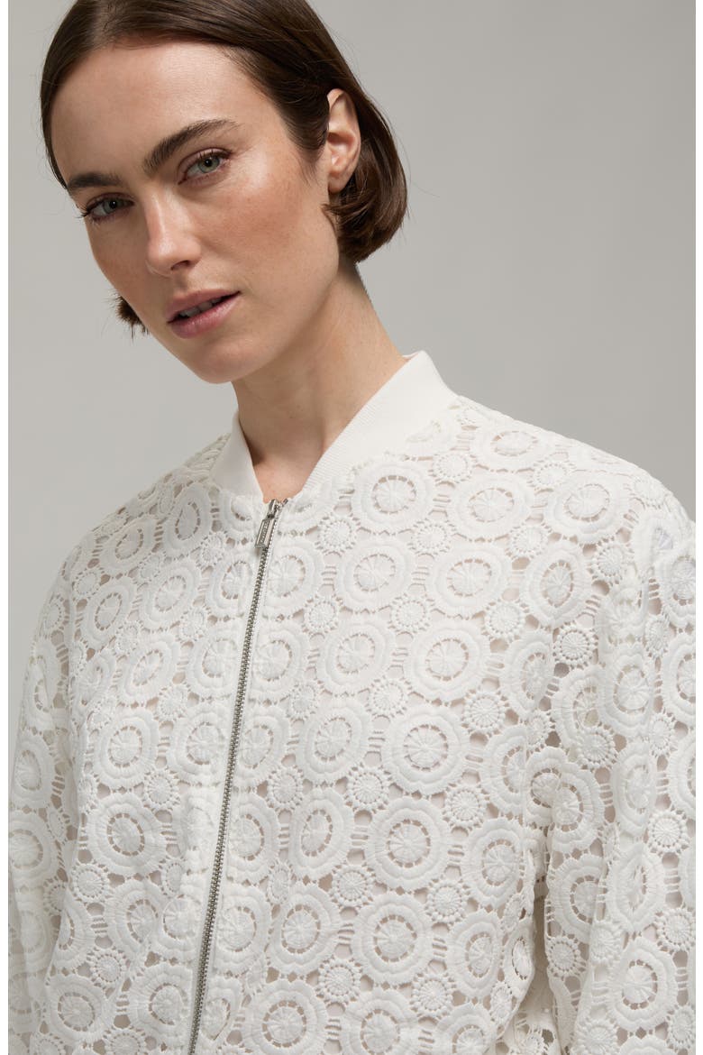 Cropped Crochet Bomber Jacket, Alternate, color, SNOW-WHITE