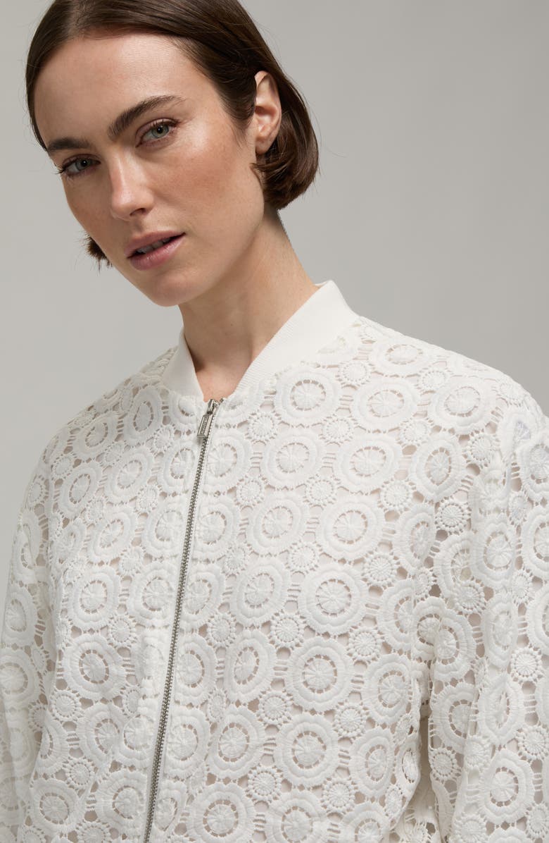 Hunter Cropped Crochet Bomber Jacket, Alternate, color, Snow-White