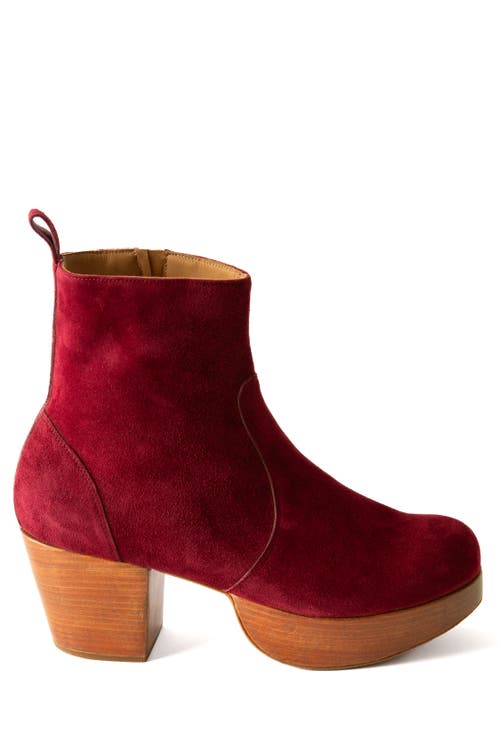 Fortress Charli Platform Clog Boot In Burgundy Suede