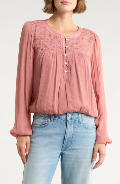 Smocked Yoke Bubble Crop Top