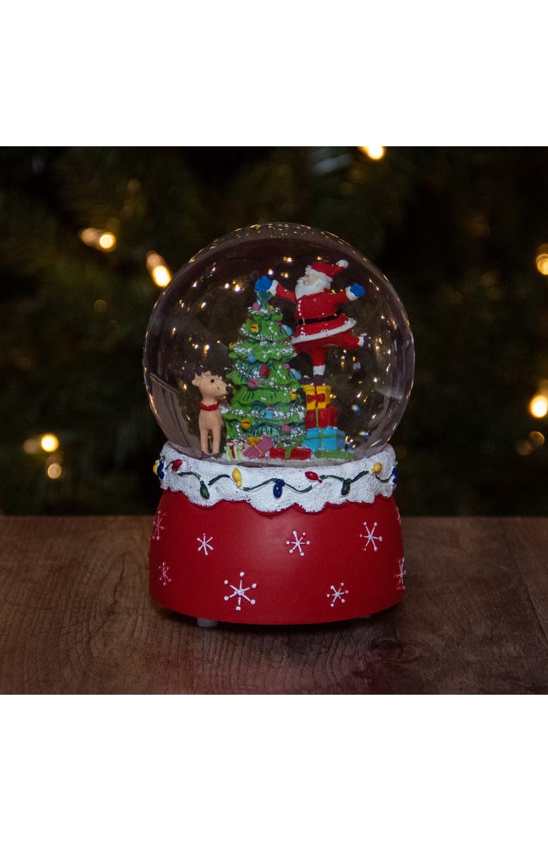 Northlight Santa Decorating a Christmas Tree Musical Snow Globe - 5.75", Alternate, color, 