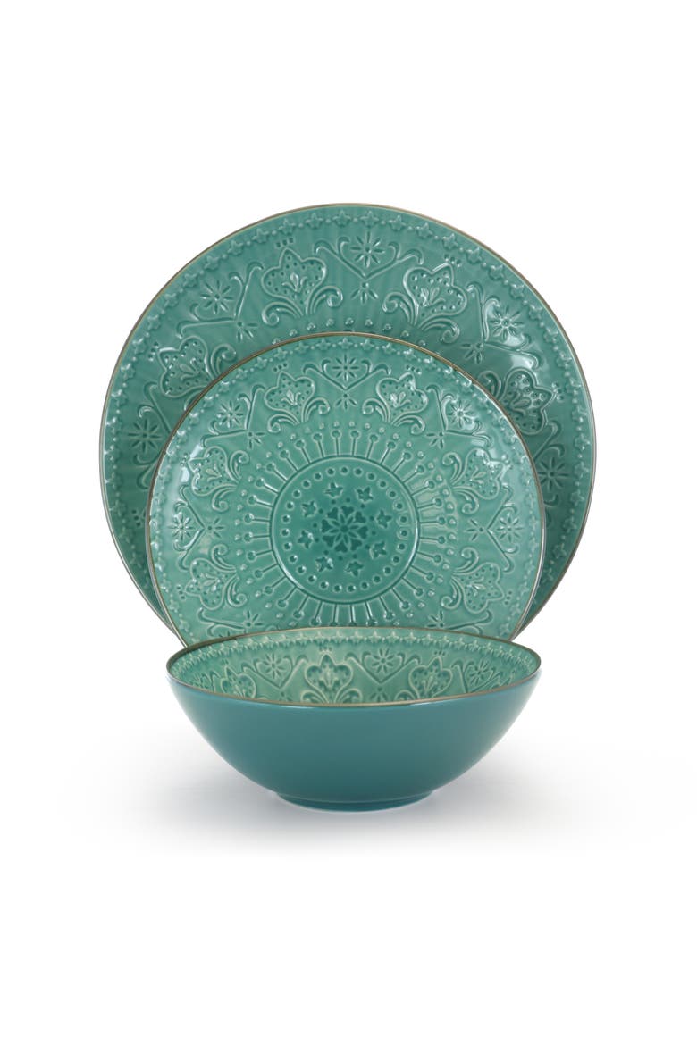 Sea Foam Mozaic 16 Piece Stoneware Dinnerware, Alternate, color, Green
