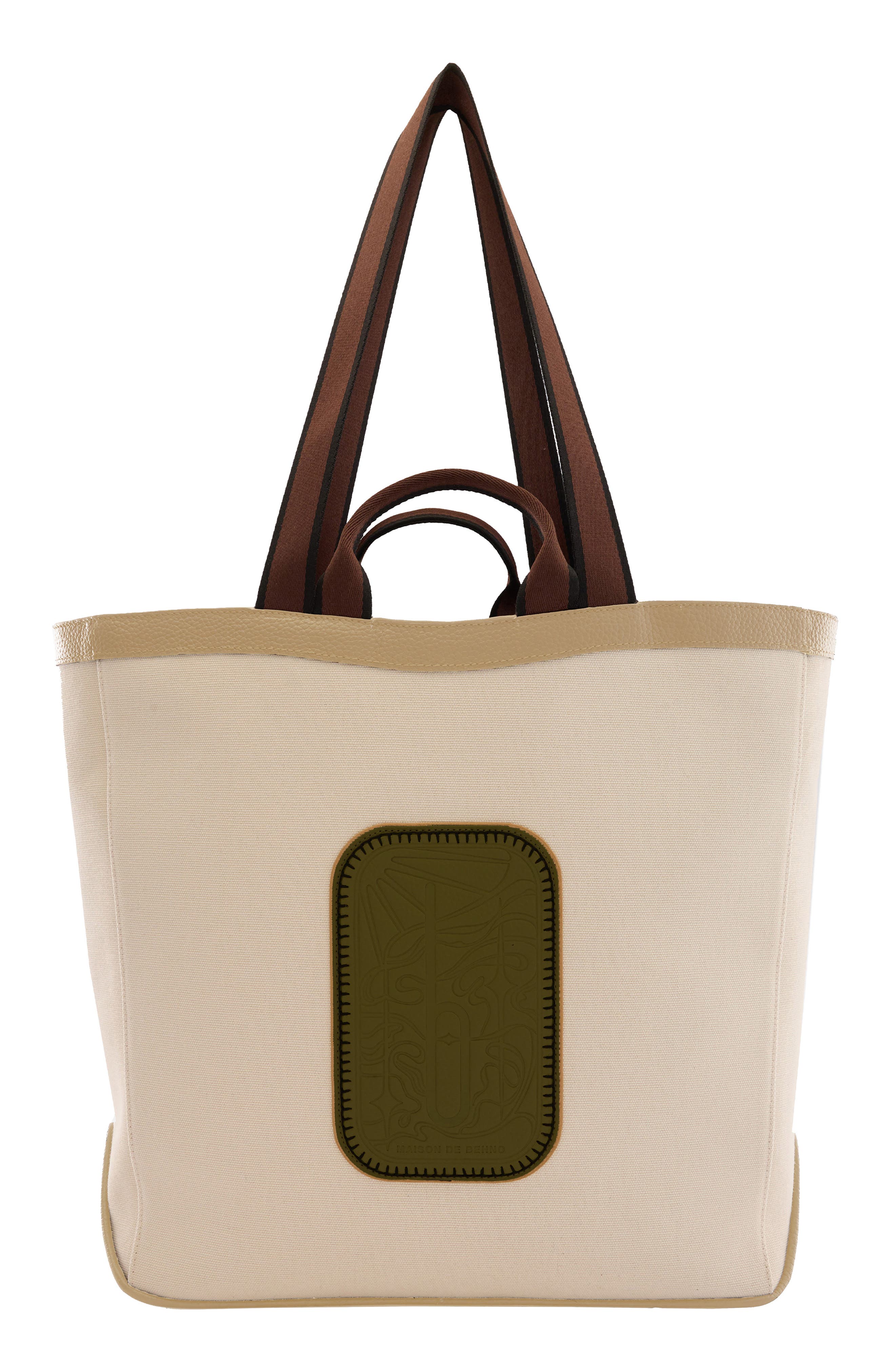 Maison Large Canvas & Leather Tote, Main, color, SAND/ WOOD