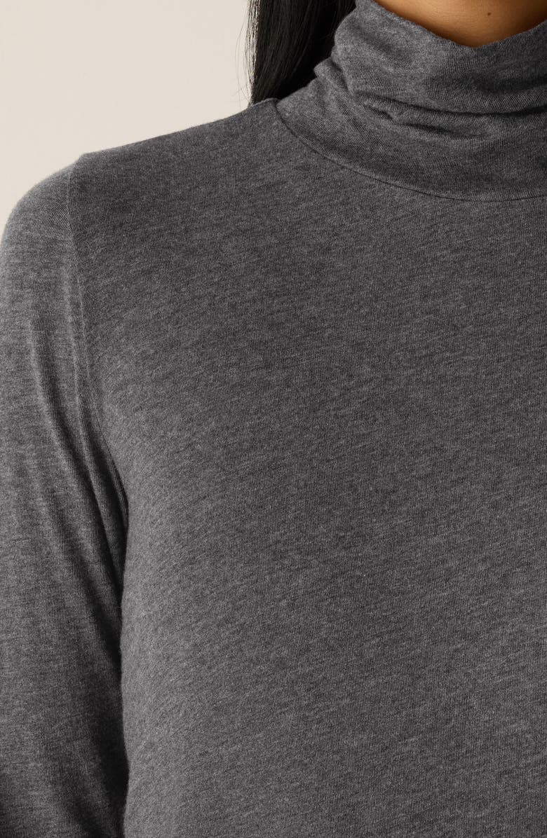 Eileen Fisher Long Sleeve Turtleneck Top, Alternate, color, Charcoal