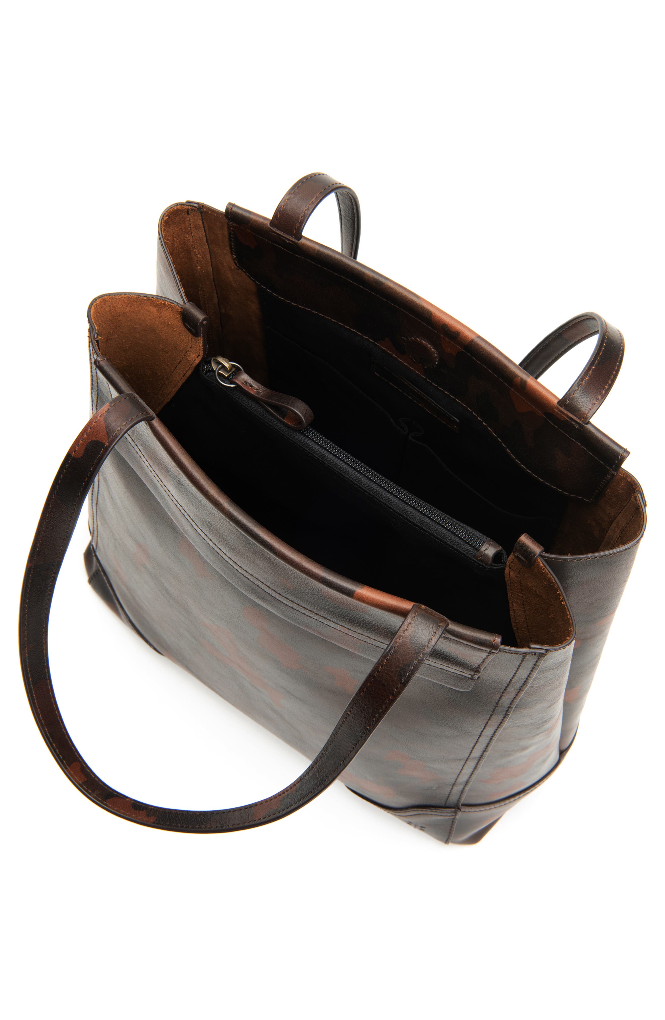 Charlie Simple Leather Tote, Alternate, color, BROWN CAMO