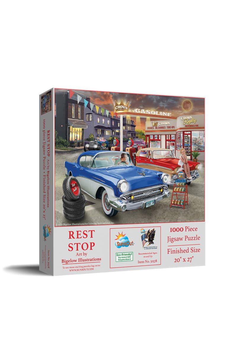 Sunsout Rest Stop 1000 piece Jigsaw Puzzle for Adults, Main, color, Multicolor