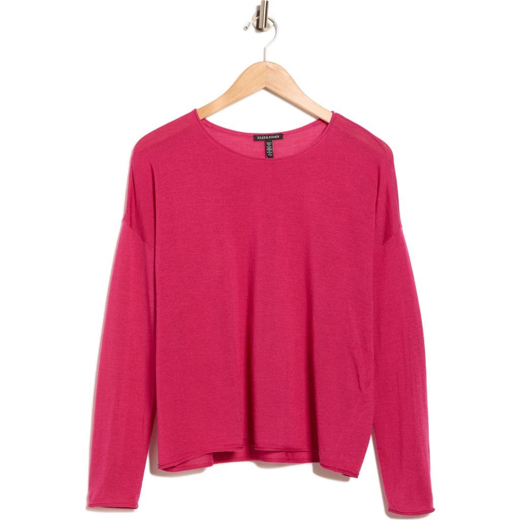 Eileen Fisher Crewneck Wool Sweater In Pink