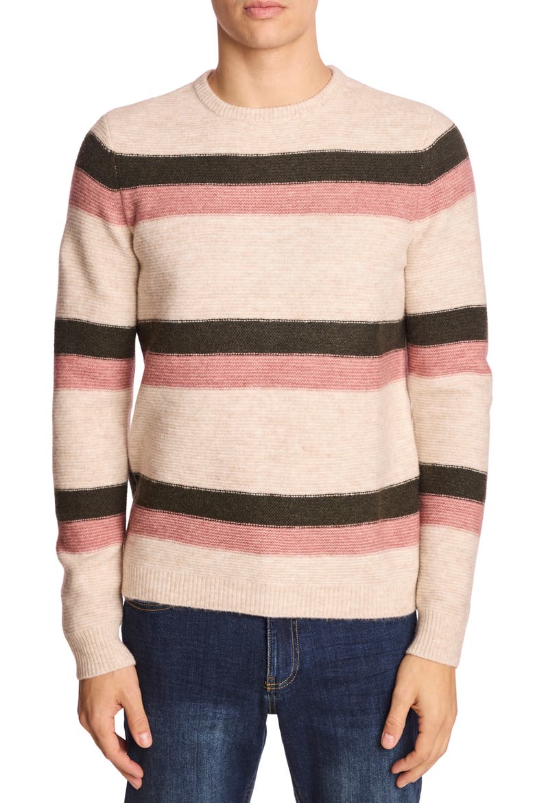 Stripe Crewneck Sweater, Main, color, PINK FERN STRIPE