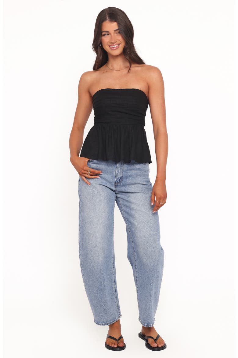 Maia Strapless Linen Blend Top, Alternate, color, BLACK
