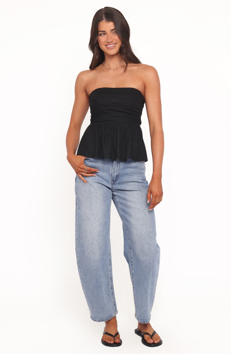 Petal & Pup Maia Strapless Linen Blend Top, Alternate, color, Black