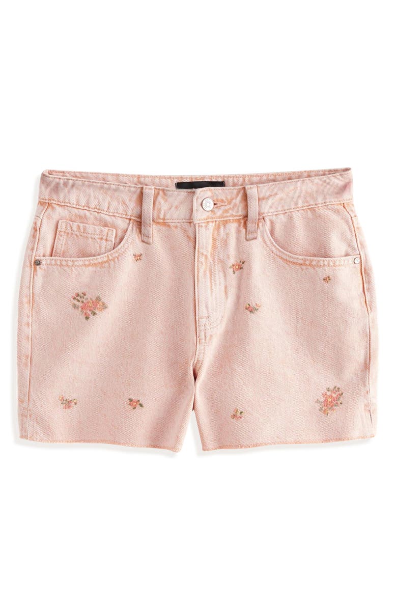 NEXT Floral Embroidered Denim Shorts, Alternate, color, Pink