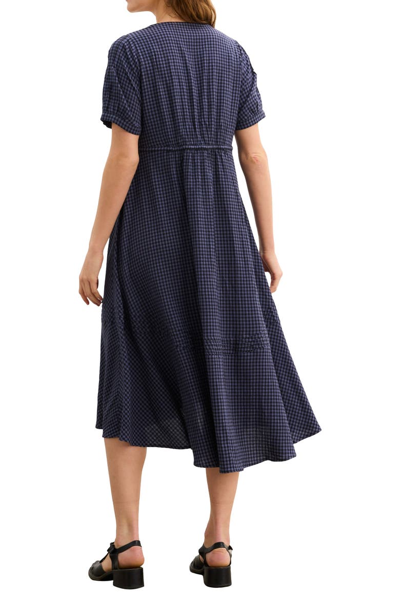 HATCH The V-Neck Gingham Seersucker Dress, Alternate, color, Shadow Blue