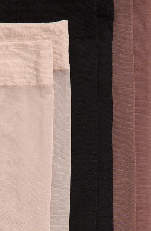 Nordstrom 3-pack Everyday Sheer Ankle Socks In Black