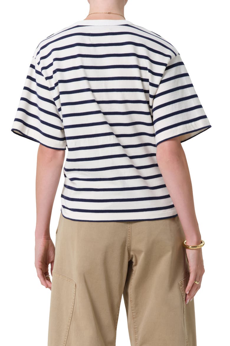 Goldie Stripe Cotton T-Shirt, Alternate, color, MARINE STRIPE NAVY/ WHITE