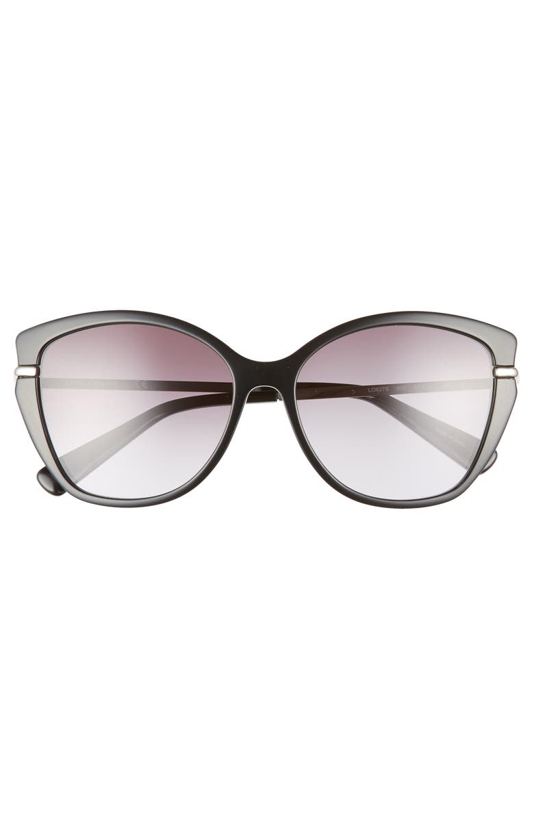 Longchamp Heritage 57mm Butterfly Sunglasses, Alternate, color, Black