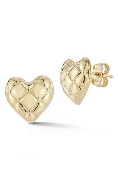Textured Heart Stud Earrings