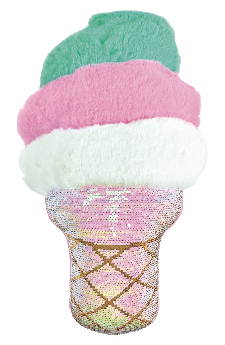 Iscream Ice Cream Cone Reversible Sequin Pillow, Alternate, color,