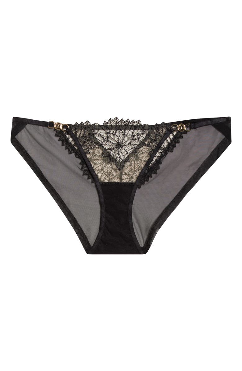 Bluebella Inaya Embroidered Mesh Briefs, Alternate, color, Black/ Sheer