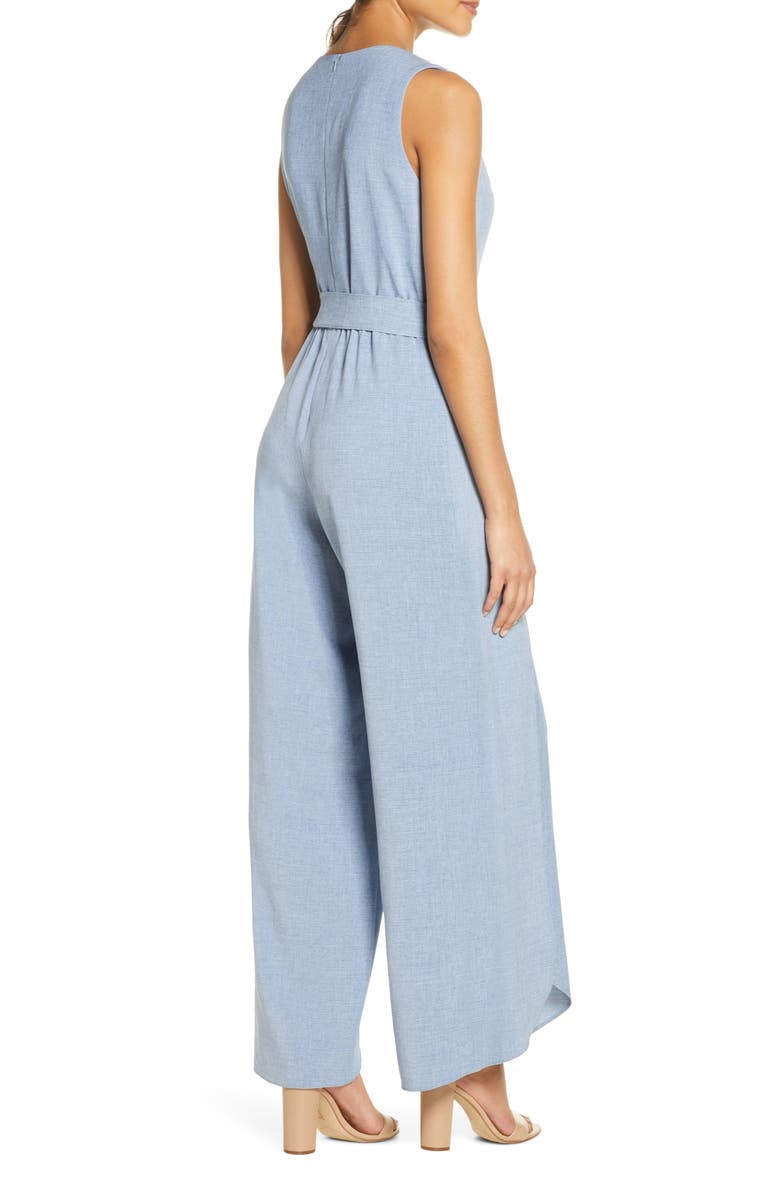 Julia Jordan Tie Waist Wide Leg Jumpsuit, Alternate, color,