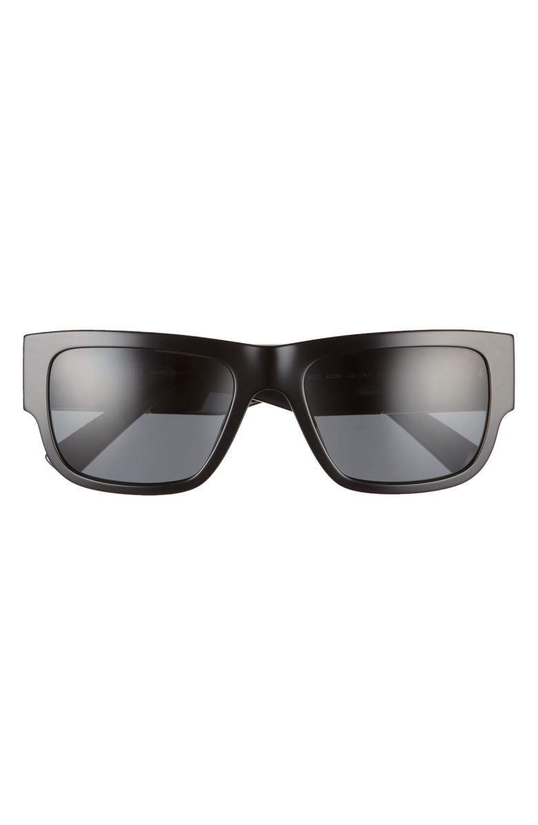 Versace 56mm Rectangle Sunglasses, Main, color, Black/ Dark Grey