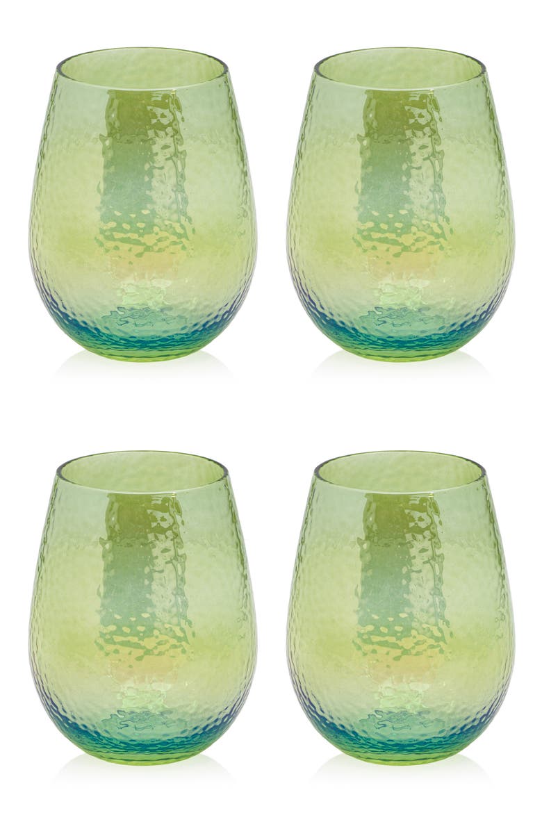 Apertivo Set of 4 Stemless Glasses, Main, color, GREEN