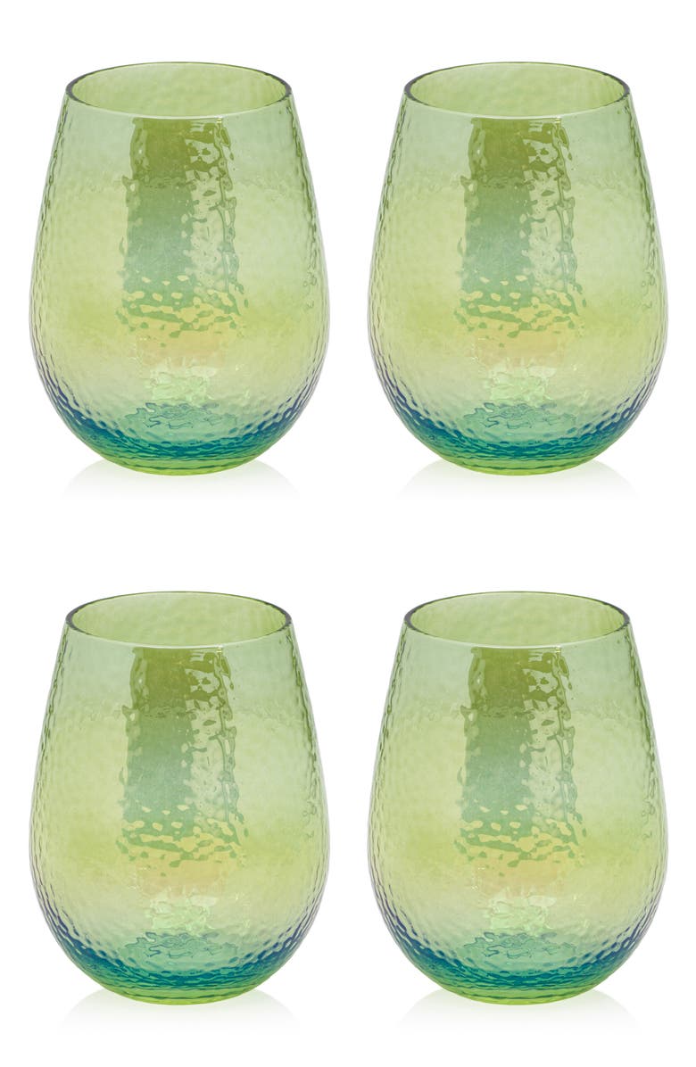Zodax Apertivo Set of 4 Stemless Glasses, Main, color, Green