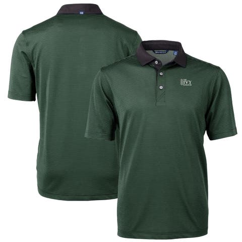 Men's Cutter & Buck  Hunter Green/Black Ivy League DryTec Tri-Blend Virtue Eco Pique Micro Stripe Recycled Polo