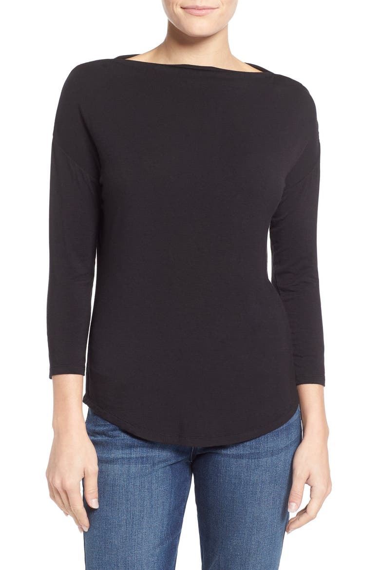 Bateau Neck Top, Main, color, BLACK