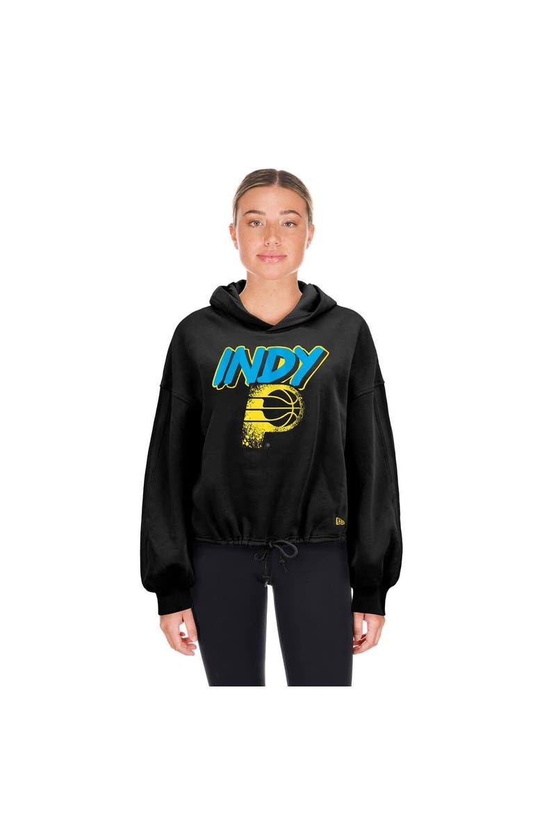 New Era Women's New Era Black Indiana Pacers 2024/25 City Edition Cropped Pullover Hoodie, Alternate, color, 