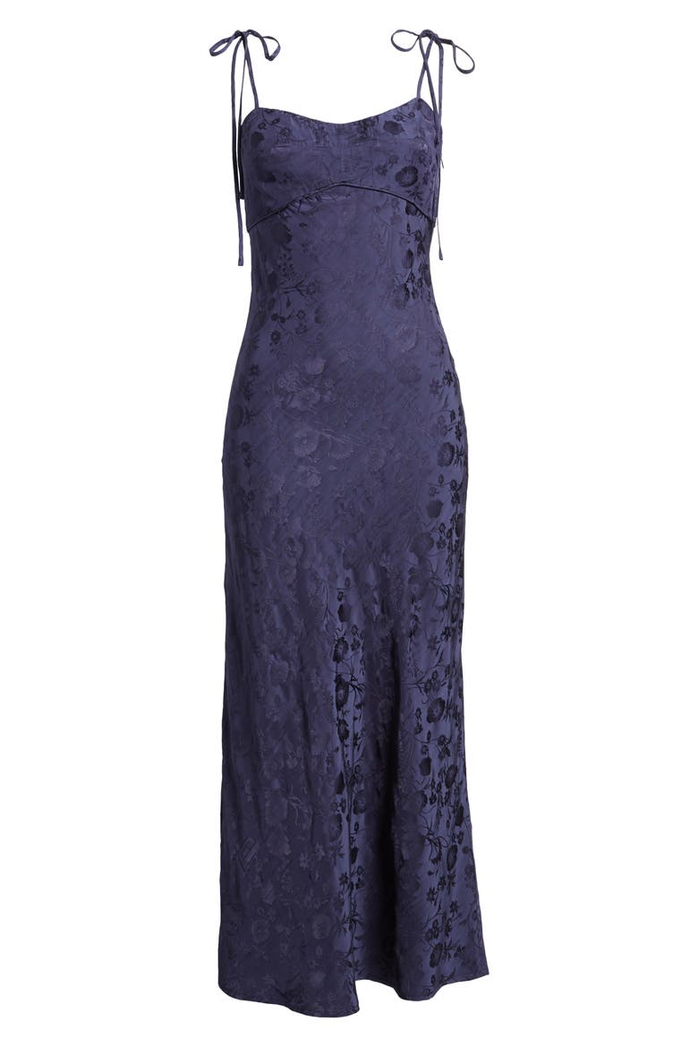 Aitana Floral Tie Strap Brocade Dress, Alternate, color, NAVY