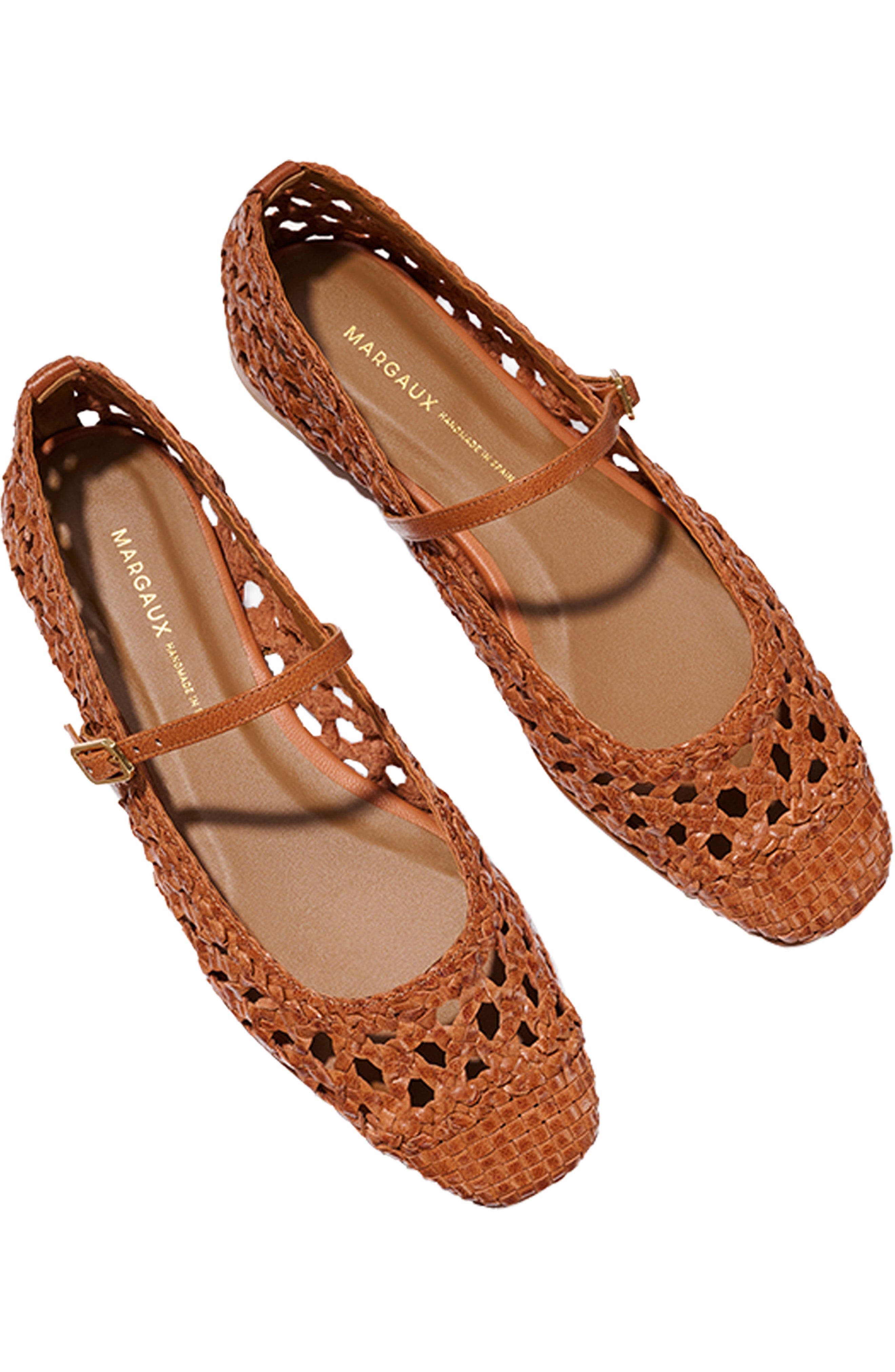 MARGAUX The Woven Fonteyn Jane Flats, Alternate, color, Saddle Leather