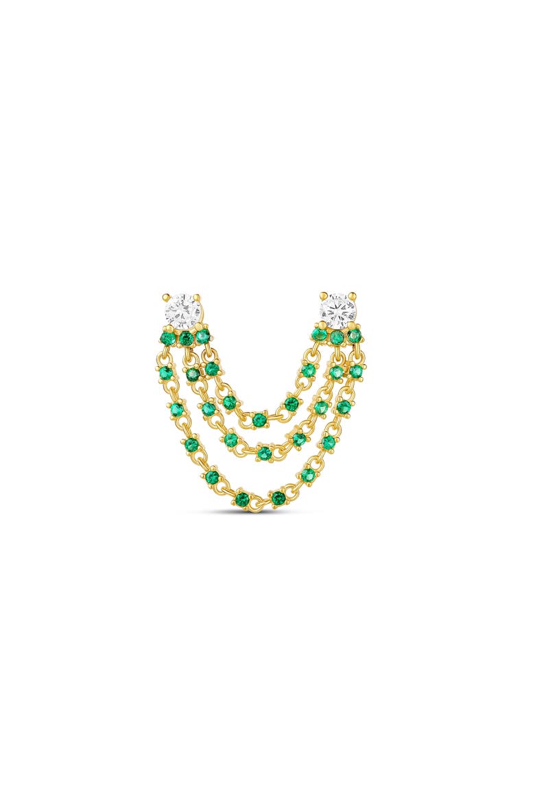2-Stone Single Layered Chain Earring, Main, color, GOLD