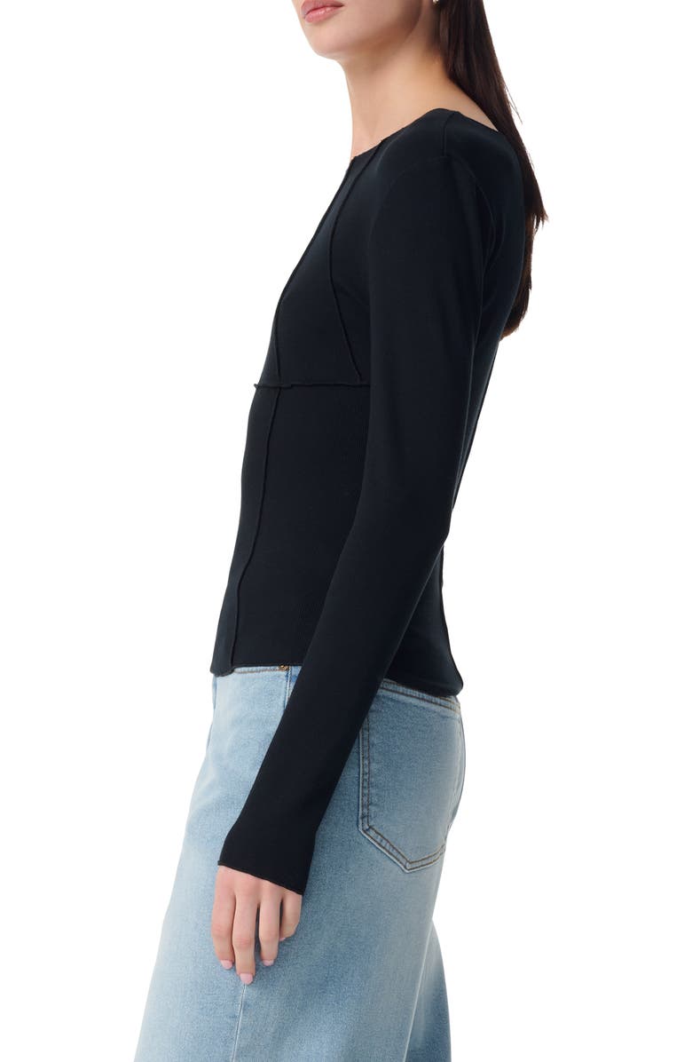 Robert Rodriguez Isobel Long Sleeve Ribbed Top, Alternate, color, Black