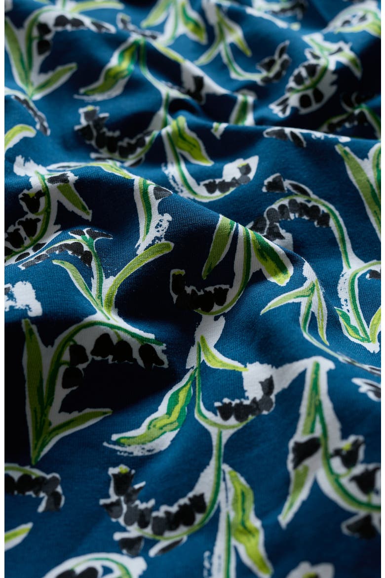 Veronica Print Stretch Organic Cotton Jersey Midi Dress, Alternate, color, PAINTY BLUEBELL DARK VOYAGE