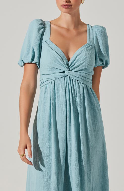 Astr The Label Tie Back Puff Sleeve Midi Dress In Teal