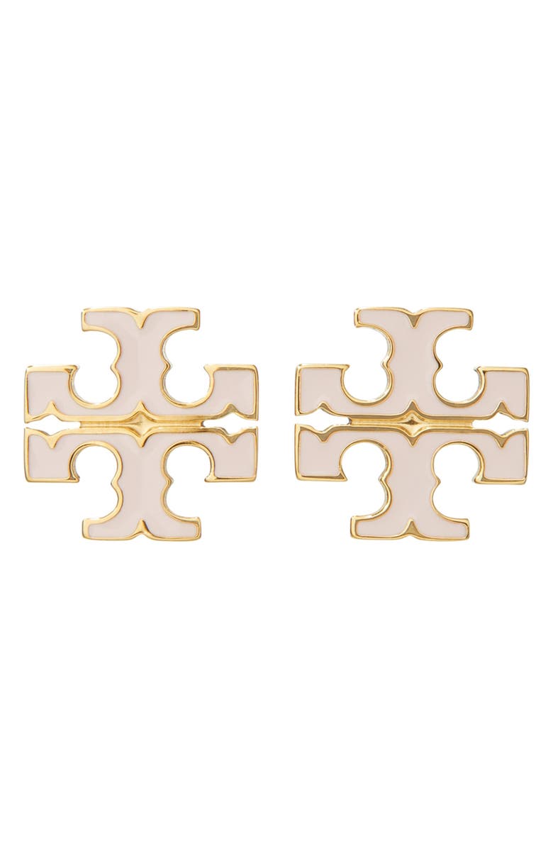 Tory Burch Small Icon Stud Earrings, Main, color, Pink Snow