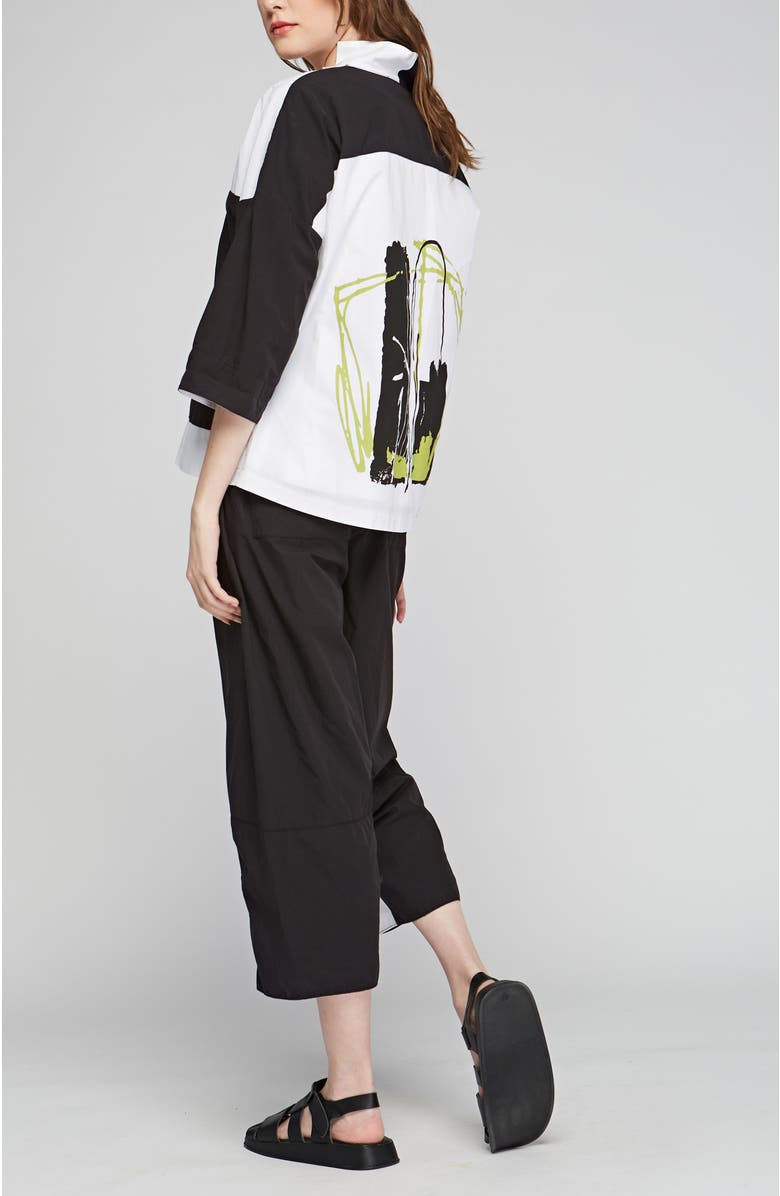 LUUKAA Sonata Poplin Pants with Horizontal Coupes, Alternate, color, Black