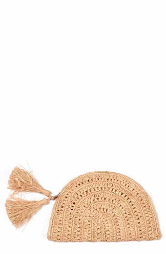 Adornia Raffia Moon Clutch
